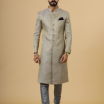 Stunning Golden-Grey Banarasi Brocade Achkan for Men | Father-Son Combo | Grooms & Weddings | Jaipurio